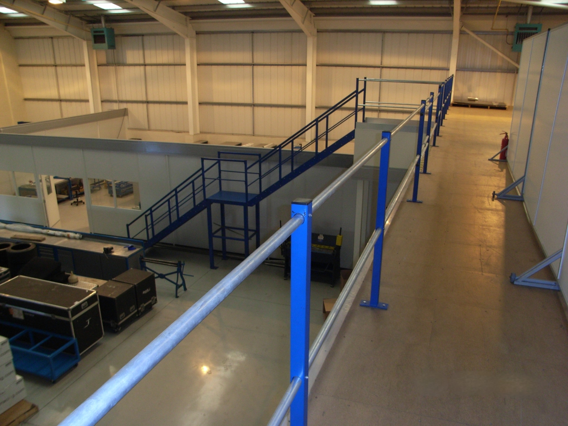 Mezzanine steel structure and access platforms